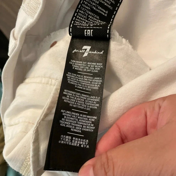 7 for all mankind white cropped Alexa high rise waist fringe at bottom size 32 - Picture 11 of 13